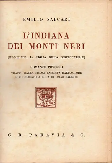 Frontespizio de “L’Indiana dei Monti Neri”, pubblicato a cura di Omar Salgari.