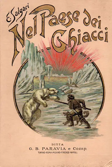 Copertina dell’edizione di lusso de “Nel paese dei ghiacci” di Emilio Salgari