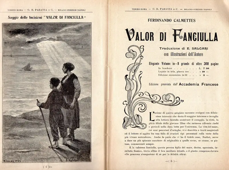 Pubblicità editoriale di “Valor di fanciulla” di Ferdinand Calmettes