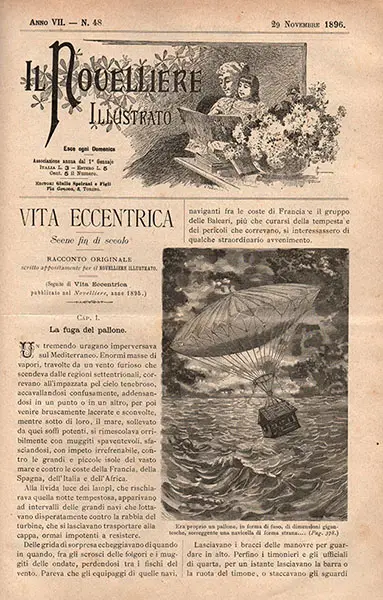 Pagina di copertina della prima puntata di “Vita Eccentrica” di Emilio Salgari.