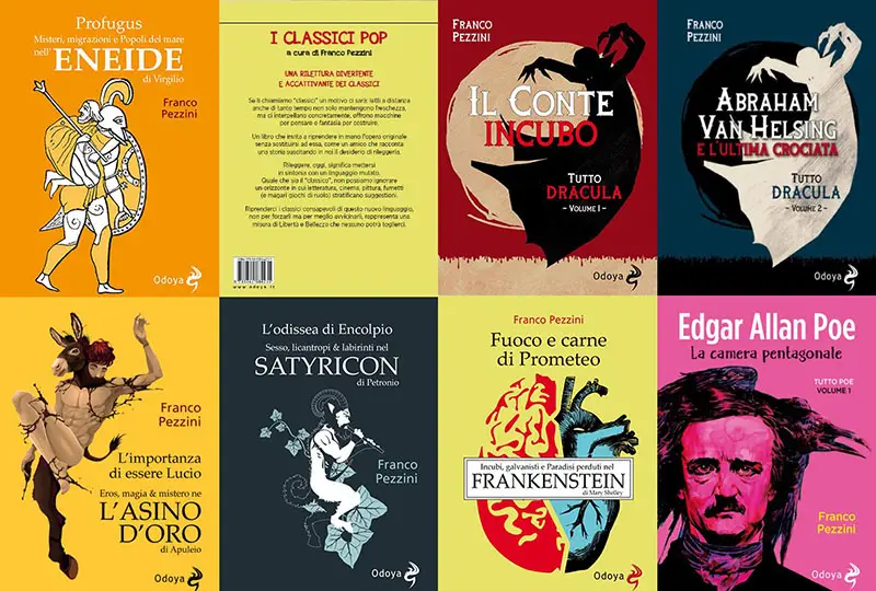 Alcuni dei titoli dei libri di Franco Pezzini.