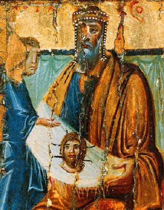 Abgar V regge il Mandylion. Icona del X secolo.