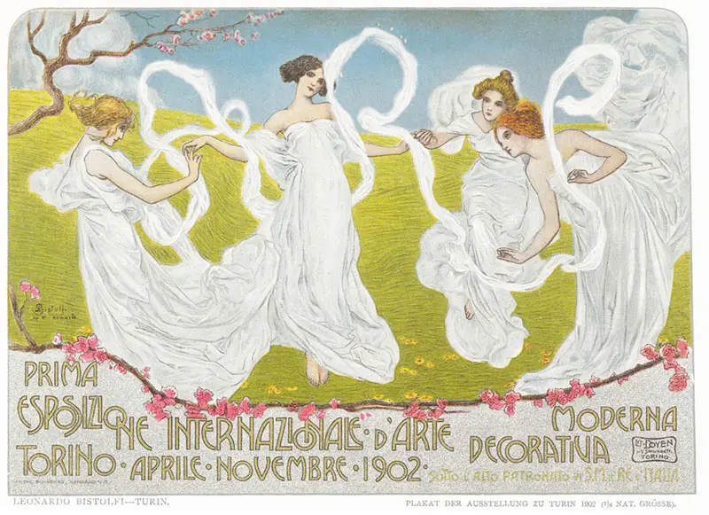 Manifesto dell'Esposizione Internazionale d'Arte Decorativa e Moderna di Torino di Leonardo Bistolfi, 1902.