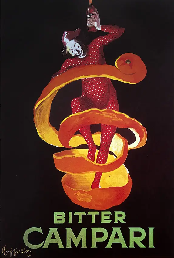 Manifesto pubblicitario “Campari L'Aperitivo” di Leonetto Cappiello, 1921. Lo spiritello Campari qui rappresentato diventerà un’icona del marchio.