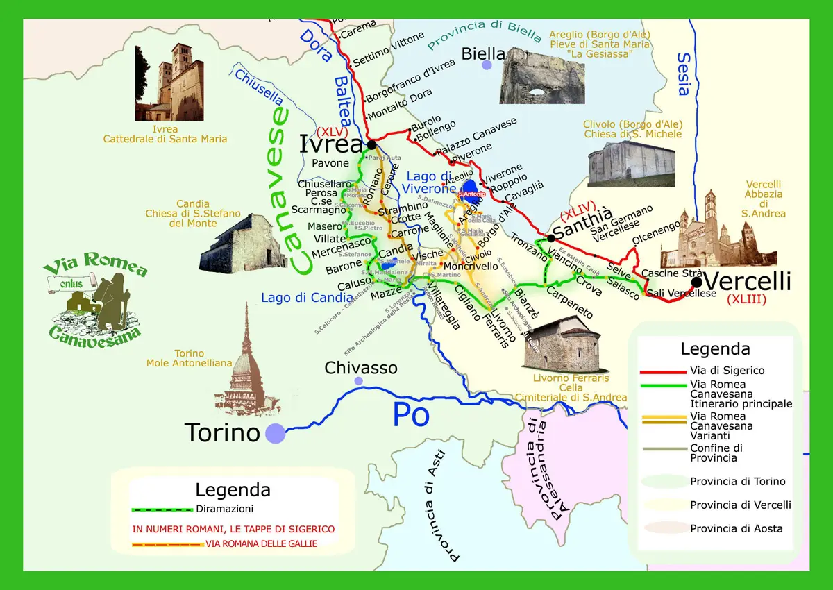 Mappa della Via Romea Canavesana (immagine tratta da viaromeacanavesana.it).