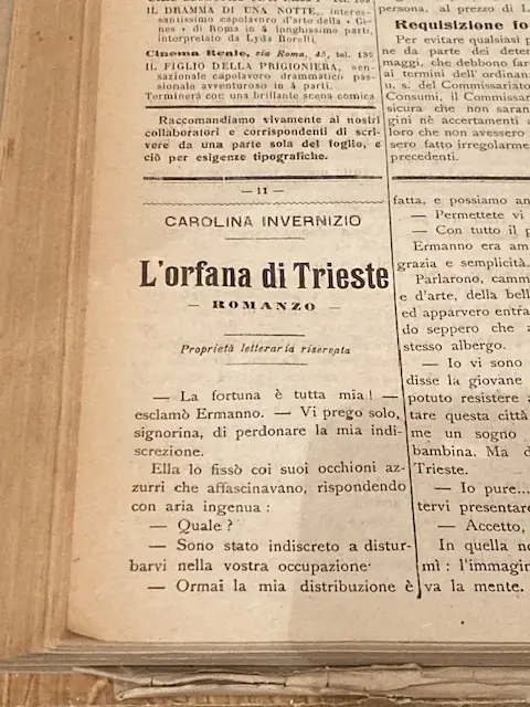 Romanzo d’appendice sulle pagine della “Sentinella delle Alpi” (© Museo Casa Galimberti).